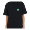 T-shirt à manches courtes noir avec logo alphabétique vert écologique 594599THV631000