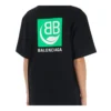 T-shirt à manches courtes noir avec logo alphabétique vert écologique 594599THV631000