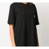T-shirt à manches courtes noir avec logo alphabétique vert écologique 594599THV631000