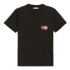 T-shirt à manches courtes noir, coupe slim, petit logo rétro imprimé, 612964TIV791000