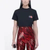 T-shirt à manches courtes noir, coupe slim, petit logo rétro imprimé, 612964TIV791000