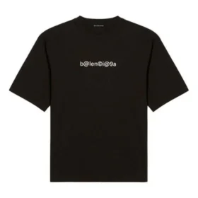 T-shirt à manches courtes noir pour homme Balenciaga « Symbolic » à col rond et imprimé alphabétique 620969TIV501070