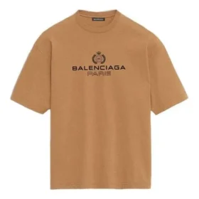 T-shirt à manches courtes pour homme Balenciaga avec imprimé alphabétique, jaune crème 594579TGV609605