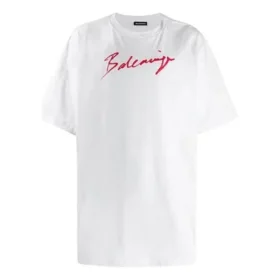 T-shirt à manches courtes pour homme Balenciaga avec logo imprimé, blanc 583214TFV639783