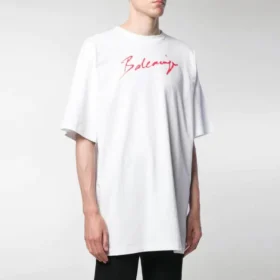 T-shirt à manches courtes pour homme Balenciaga avec logo imprimé, blanc 583214TFV639783