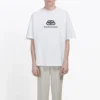 T-shirt à manches courtes pour homme Balenciaga, blanc, avec logo BB et imprimé logo classique 570803TEV489044