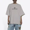T-shirt à manches courtes pour homme Balenciaga Mosaic Logo BB Alphabet, effet usé et trous, gris 651795TKVF58174