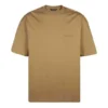 T-shirt à manches courtes pour homme Balenciaga SS21, coupe ample, col rond, logo brodé « Alphabet », couleur kaki 612966TJV879504