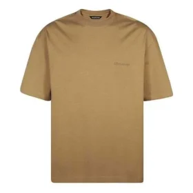 T-shirt à manches courtes pour homme Balenciaga SS21, coupe ample, col rond, logo brodé « Alphabet », couleur kaki 612966TJV879504