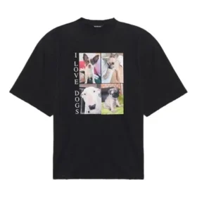 T-shirt à manches courtes rétro imprimé SS21 Noir 641614TJVH11000