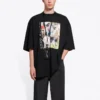 T-shirt à manches courtes rétro imprimé SS21 Noir 641614TJVH11000