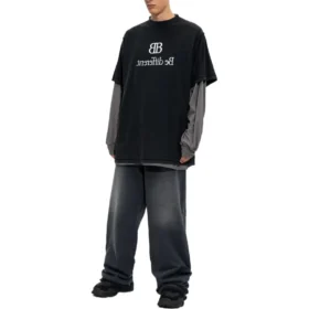 T-shirt à manches longues avec patch BB Be Different « Black Grey » 720407TNVV31070 T-shirt à manches longues avec patch BB Be Different « Black Grey » 720407TNVV31070