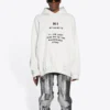 T-shirt à manches longues Balenciaga FW21 pour homme « Hi My Name Is » à motif alphabétique, blanc, 651799TKVF29081