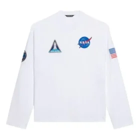 T-shirt à manches longues et col rond pour homme Balenciaga x NASA, imprimé spatial, blanc, 662496TKVD79040