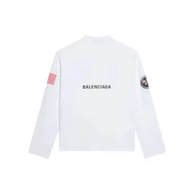 T-shirt à manches longues et col rond pour homme Balenciaga x NASA, imprimé spatial, blanc, 662496TKVD79040