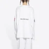 T-shirt à manches longues et col rond pour homme Balenciaga x NASA, imprimé spatial, blanc, 662496TKVD79040