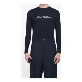 T-shirt à manches longues élastiques pour homme Balenciaga avec imprimé du logo Symbolic Creative, noir 620966TIV491070