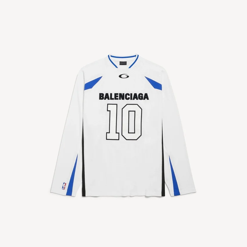 T-shirt à manches longues oversize pour homme Balenciaga | Collaboration NBA, blanc/multicolore
