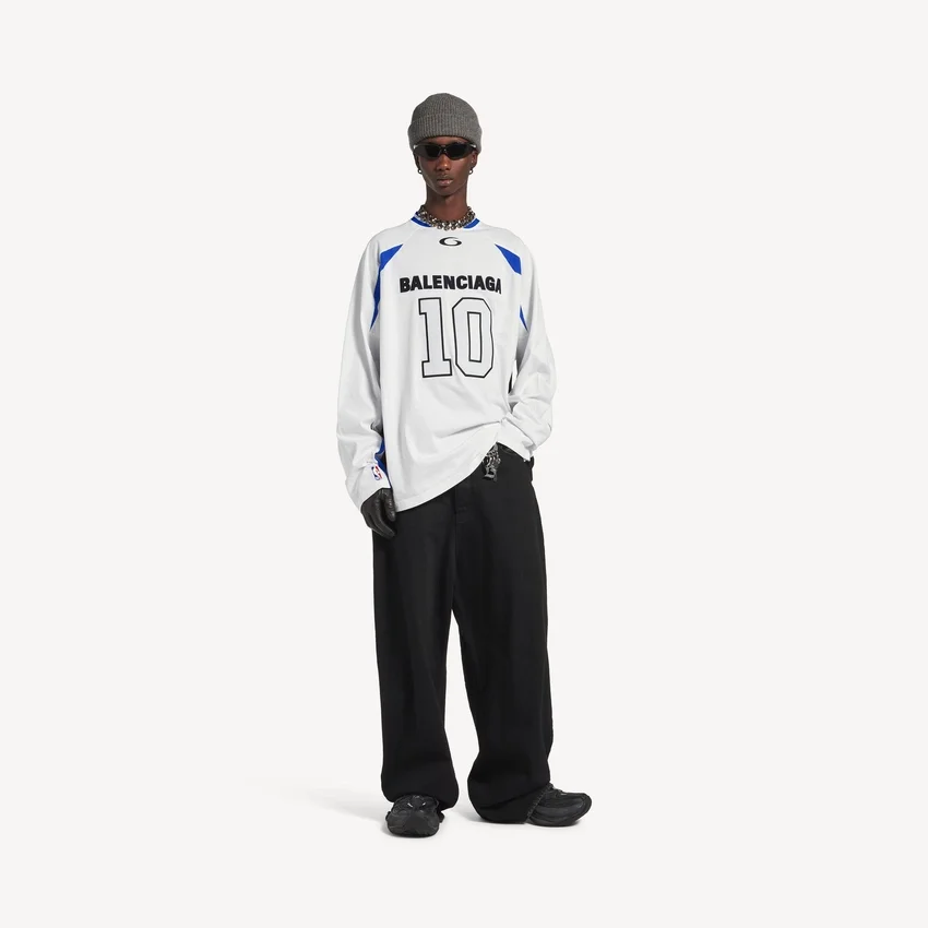 T-shirt à manches longues oversize pour homme Balenciaga | Collaboration NBA, blanc/multicolore