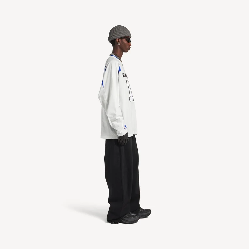 T-shirt à manches longues oversize pour homme Balenciaga | Collaboration NBA, blanc/multicolore