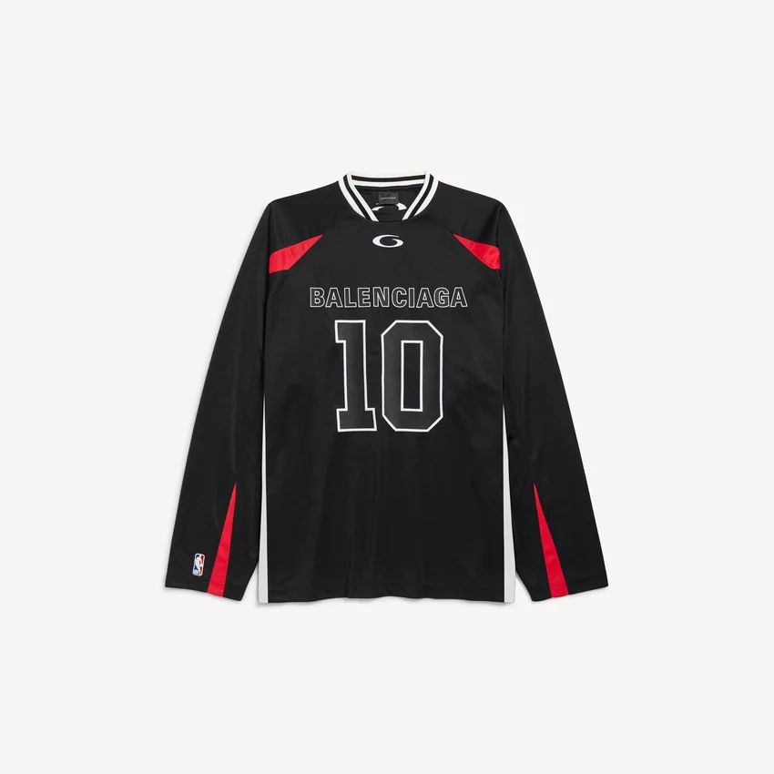 T-shirt à manches longues oversize pour homme Balenciaga | Collaboration NBA, noir/multicolore