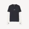 T-shirt à manches longues techwear pour homme, bleu marine/blanc