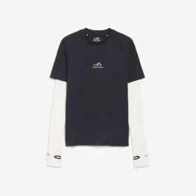 T-shirt à manches longues techwear pour homme, bleu marine/blanc T-shirt à manches longues techwear pour homme, bleu marine/blanc