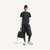 T-shirt à manches longues techwear pour homme, bleu marine/blanc