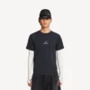 T-shirt à manches longues techwear pour homme, bleu marine/blanc