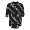 T-shirt minimaliste à manches courtes avec logo griffonné « Noir Blanc » 681813TML131070