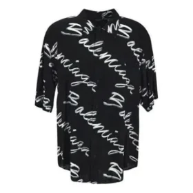 T-shirt minimaliste à manches courtes avec logo griffonné « Noir Blanc » 681813TML131070