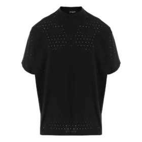 T-shirt oversize à col rond en maille « Noir » 694576TMVD41000