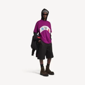 T-shirt oversize pour homme Balenciaga | Collaboration NBA, couleur violet