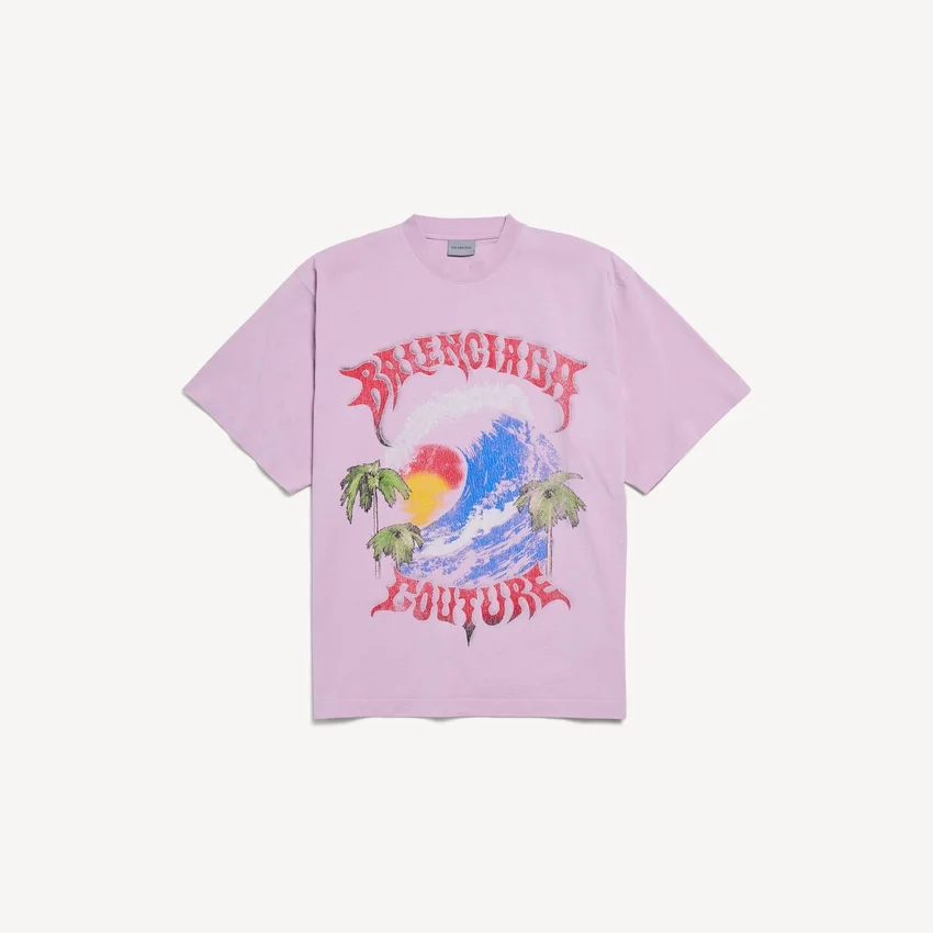 T-shirt oversize vintage pour femme, style surfeur, couleur rose ancien