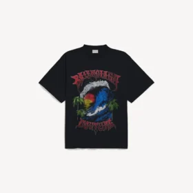 T-shirt oversize vintage surfeur pour homme, noir