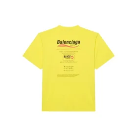 T-shirt pour homme Balenciaga à manches courtes, coupe ample, imprimé logo, style « Dry Cleaning », jaune 651795TKVF87175