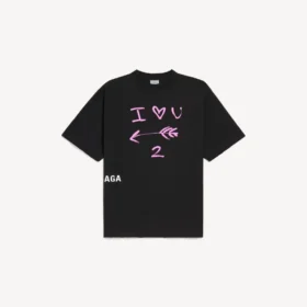 T-shirt pour homme « i<3 u » coupe moyenne, noir