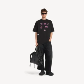 T-shirt pour homme « i<3 u » coupe moyenne, noir
