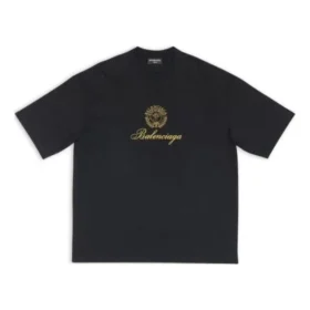 T-shirt Qixi Crest coupe moyenne « Noir » 612966TMVL41075