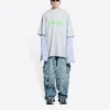 T-shirt superposé avec logo Slime « Gris » 671401TLVF11203