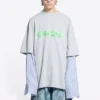 T-shirt superposé avec logo Slime « Gris » 671401TLVF11203