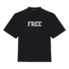 T-shirt unisexe automne-hiver 2021 avec impression de lettres personnalisée, noir 661715TKVD31070
