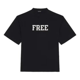 T-shirt unisexe automne-hiver 2021 avec impression de lettres personnalisée, noir 661715TKVD31070