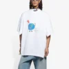 T-shirt unisexe blanc à manches courtes, coupe ample, tissage uni rétro, collection SS21 657059TKV949000