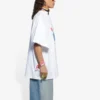 T-shirt unisexe blanc à manches courtes, coupe ample, tissage uni rétro, collection SS21 657059TKV949000