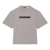 T-shirt unisexe à col rond et manches courtes, imprimé alphabétique, couleur unie, gris 661715TKVD58174