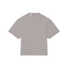 T-shirt unisexe à col rond et manches courtes, imprimé alphabétique, couleur unie, gris 661715TKVD58174