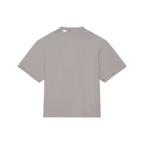 T-shirt unisexe à col rond et manches courtes, imprimé alphabétique, couleur unie, gris 661715TKVD58174
