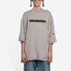 T-shirt unisexe à col rond et manches courtes, imprimé alphabétique, couleur unie, gris 661715TKVD58174