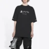 T-shirt unisexe à manches courtes Balenciaga x PlayStation, imprimé géométrique alphabétique PS5, noir 651795TKVF31070